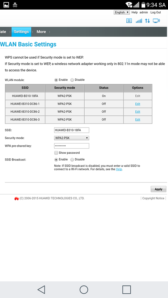Huawei B310 - Hướng dẫn đổi mật khẩu Wifi 4G